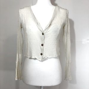 Long sleeve button up crop top | flare sleeves